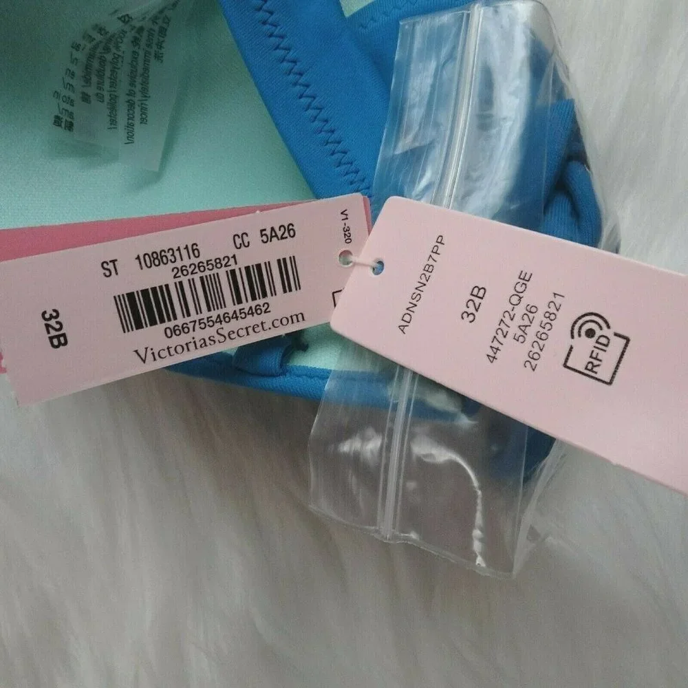 New Victoria's Secret Malta Bandeau Bikini Swim Top Wear Cosmo Blue Swimwear 32B